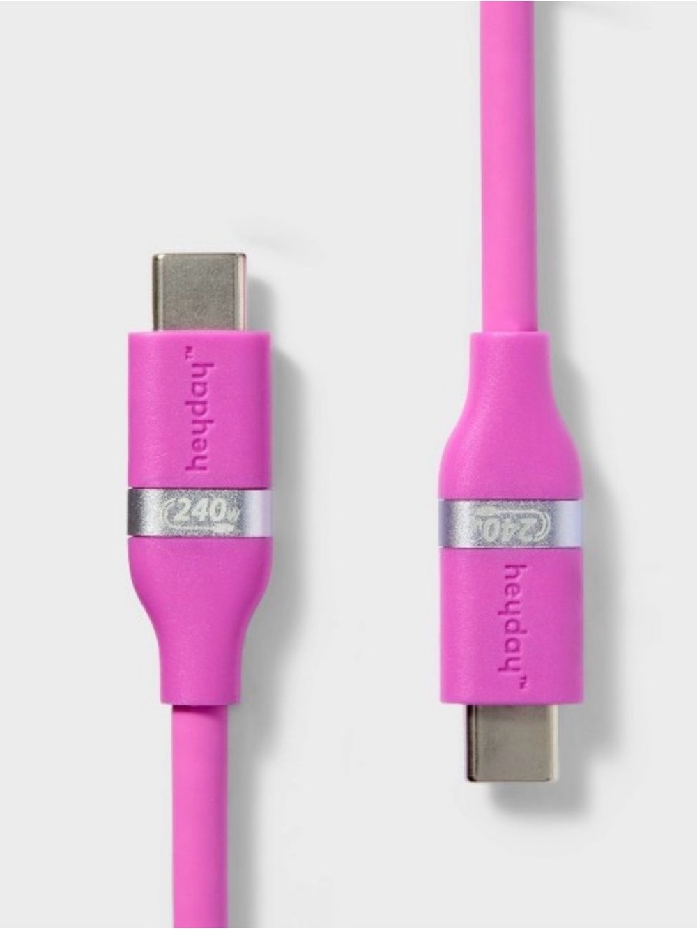 Heyday 240 Purple USB-C to USB-C fast Charging Cable 6 feet Silicone Neon Violet - Picture 9 of 14
